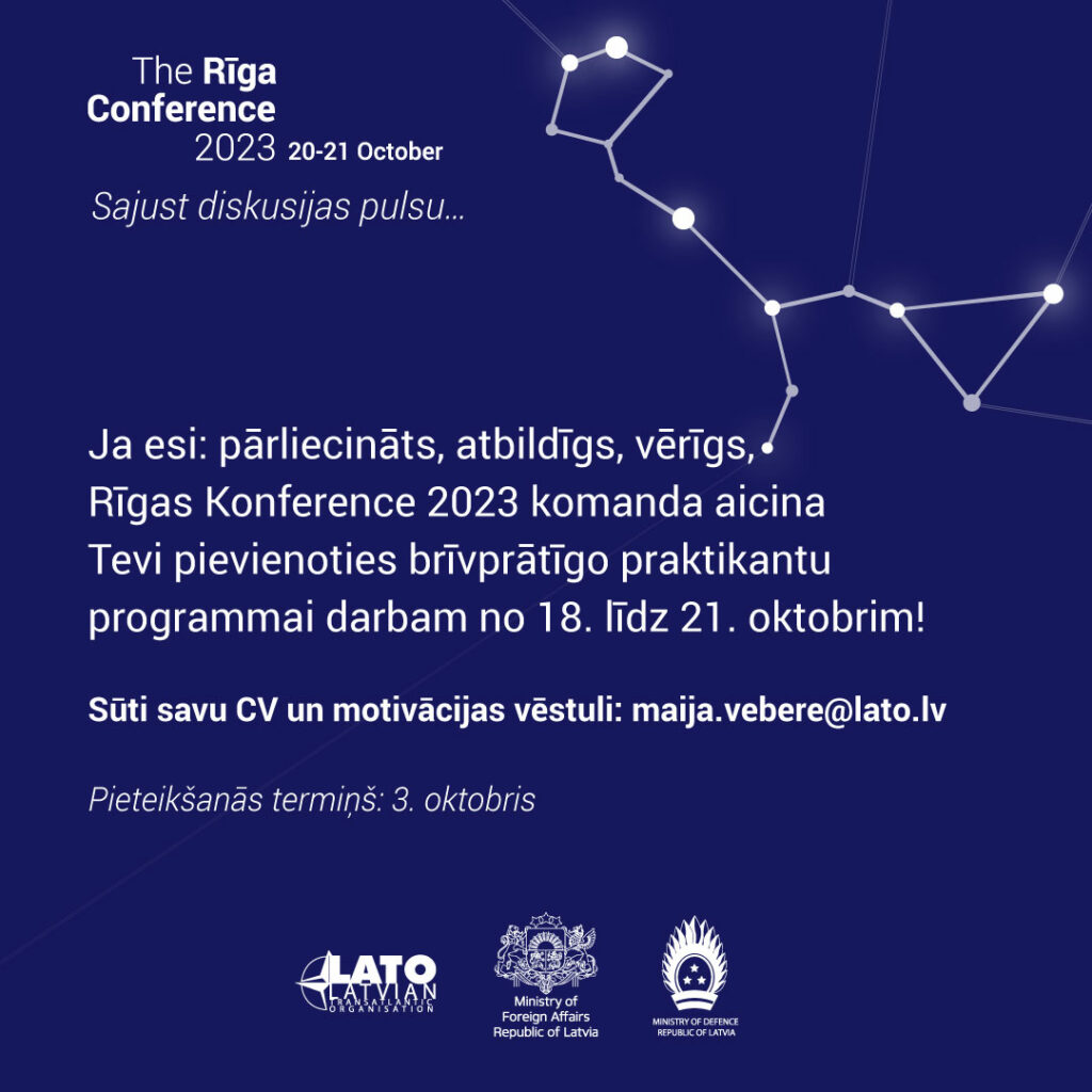 Rīgas Konferences 2023 organizatori aicina pieteikties brīvprātīgos